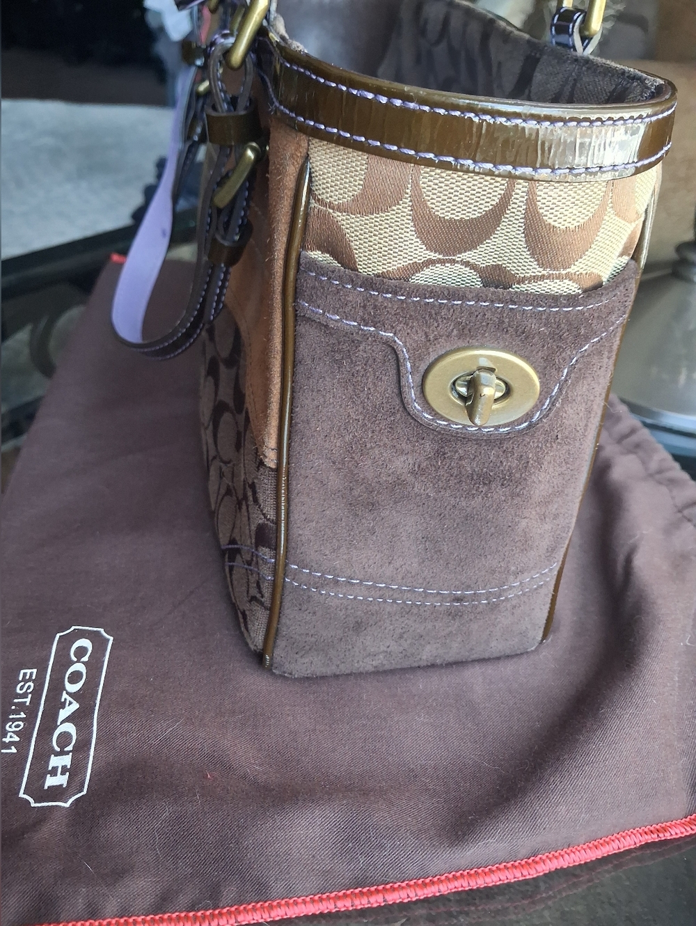 Vintage Coach Patchwork Tote With Lilac - Picture 4 of 13